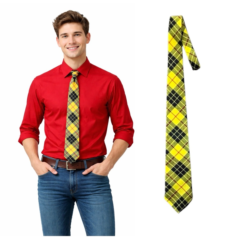 Yellow and Black Wool Plaid Tie 
🔥% bundle of 3, 5, 10, 15 or 20 ties